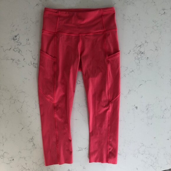 Lululemon Fast and Free Activewear Running High Rise Crop Leggings Pink Sz 6 - Picture 2 of 12